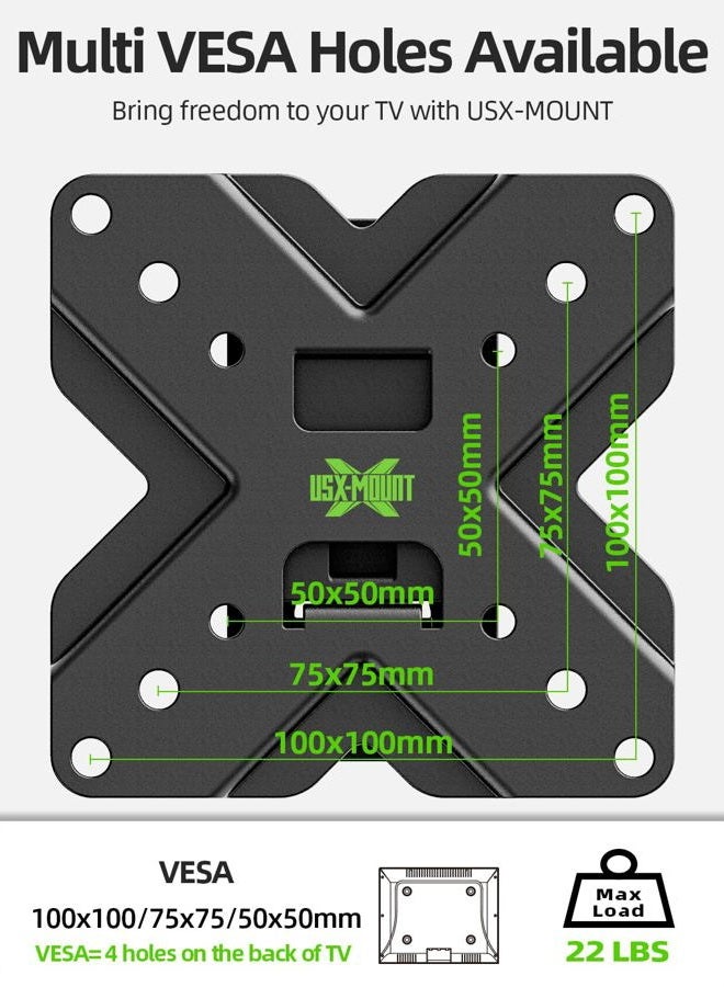USX MOUNT TV Wall Mount Monitor Mount Bracket with Adjustable Tilt Swivel for 10inch to 26inch LED LCD OLED TVs and Monitors - VESA Size Up to 100x100mm and Weight Capacity Up to 22lbs-XMS002 - Image 2