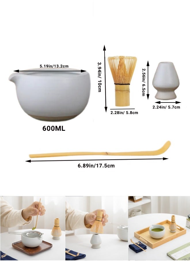 Super ZYouth 4 Piece Matcha Set, Matcha Whisk,Traditional Scoop, Matcha Bowl, Ceramic Whisk Holder,Traditional Matcha Tool Set for Matcha Tea Ceremony (White)  - Image 4