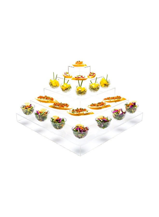 Restaurantware Clear Tek 19.7 x 19.7 x 9.8 Inch Dessert Tower Stand, 1 Pyramid Cupcake Holder For Parties - 5-Tiers, Sturdy, Clear Acrylic Wedding Cupcake Stand, Serve Appetizers Or Hors D'oeuvres  - Image 2