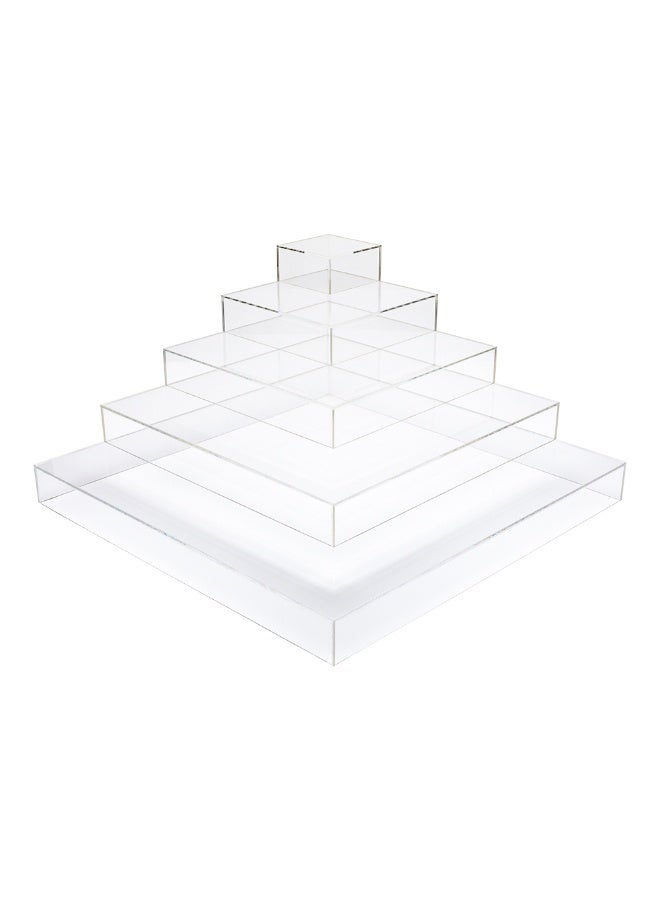 Restaurantware Clear Tek 19.7 x 19.7 x 9.8 Inch Dessert Tower Stand, 1 Pyramid Cupcake Holder For Parties - 5-Tiers, Sturdy, Clear Acrylic Wedding Cupcake Stand, Serve Appetizers Or Hors D'oeuvres  - Image 1