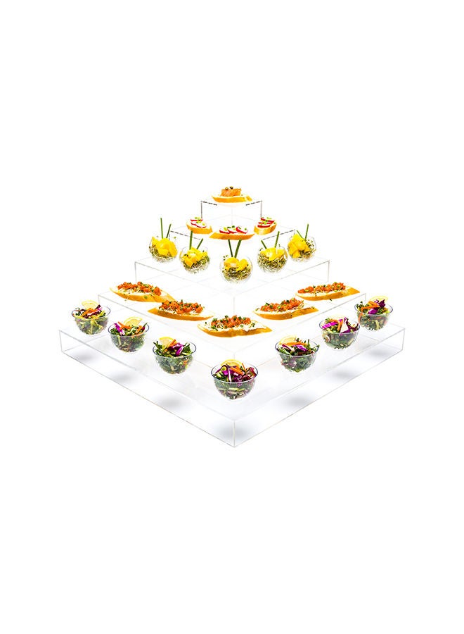 Restaurantware Clear Tek 19.7 x 19.7 x 9.8 Inch Dessert Tower Stand, 1 Pyramid Cupcake Holder For Parties - 5-Tiers, Sturdy, Clear Acrylic Wedding Cupcake Stand, Serve Appetizers Or Hors D'oeuvres  - Image 4