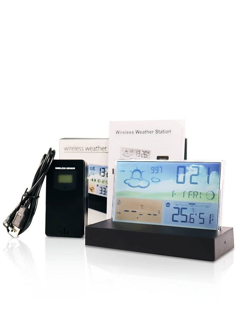 SYOSI Weather Station Outdoor Indoor Wifi Weather Stations Wireless Stations With Sensor Thermometer Hygrometer With Alarm Clock Digital Weather Stations With Forecast/Date Time/Moon Phase/Comfort - Image 2