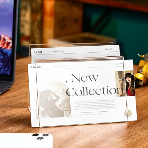 Vicenpal 2 Pcs Clear Acrylic Postcard Holder Business Card Holder Greeting Card Display Clear Business Card Stand Rack for Index Card Organizer Desk Table Home Office School, 6 x 4.25 x 4.5 Inch - Image 3