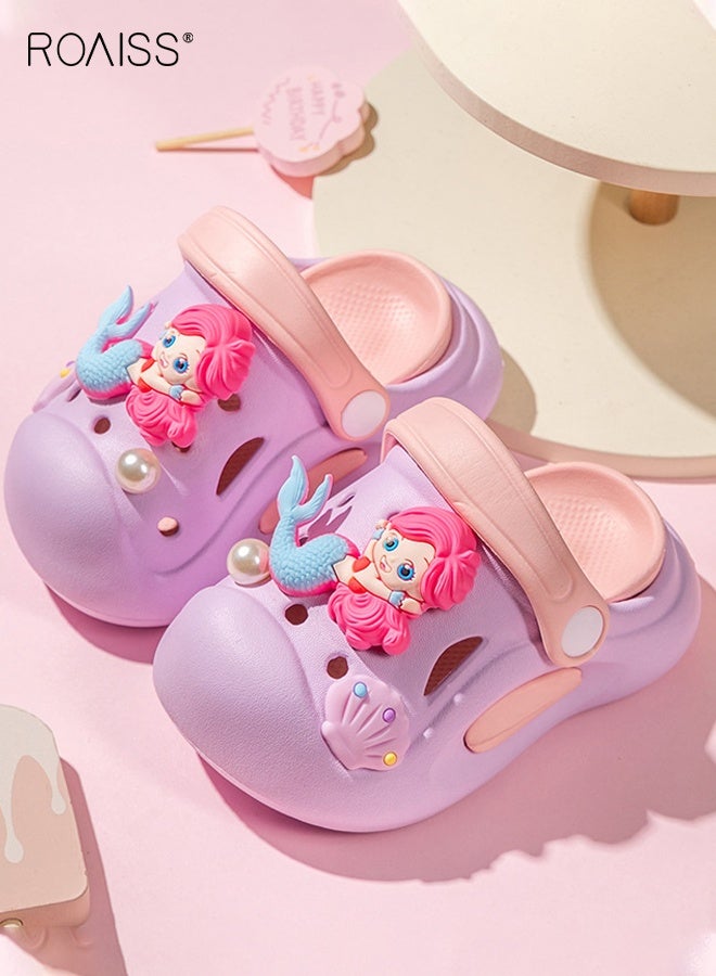 roaiss Kid's Summer Sandals, Comfort Clogs with EVA Non-slip Sole, Breathable Slippers with Mermaid Design, Kids Slip on Slides, Casual Beach Shoes for Kids  - Image 2