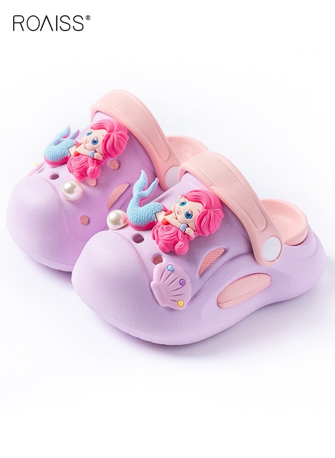 roaiss Kid's Summer Sandals, Comfort Clogs with EVA Non-slip Sole, Breathable Slippers with Mermaid Design, Kids Slip on Slides, Casual Beach Shoes for Kids  - Image 1