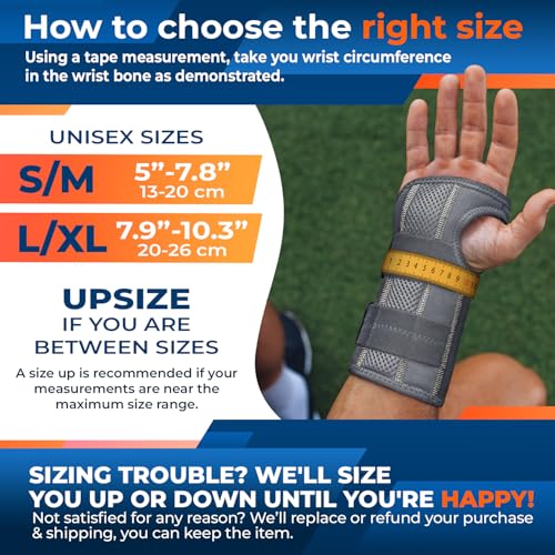 DR. BRACE Adjustable Wrist Brace Night Support for Carpal Tunnel, Doctor Developed, Upgraded with Double Splint & Therapeutic Cushion,Hand Brace for Pain Relief,Injuries,Sprains (S/M Right Hand, Grey) - Image 5
