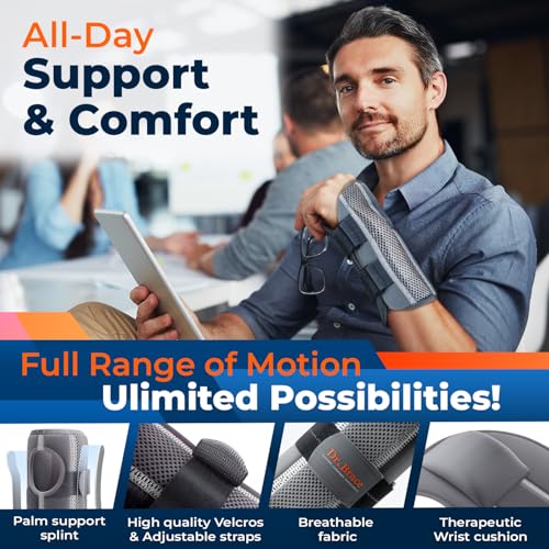 DR. BRACE Adjustable Wrist Brace Night Support for Carpal Tunnel, Doctor Developed, Upgraded with Double Splint & Therapeutic Cushion,Hand Brace for Pain Relief,Injuries,Sprains (S/M Right Hand, Grey) - Image 4