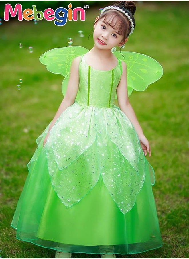 MEBEGIN Fancy Tinkerbell Costume Set, Tinkerbell Princess Dress Up for Girls, Gorgeous Fairy Princess Dress, Green Fairy Girl Costume, Suitable for Birthday Party, Themed Party and Cosplay Activities  - Image 1