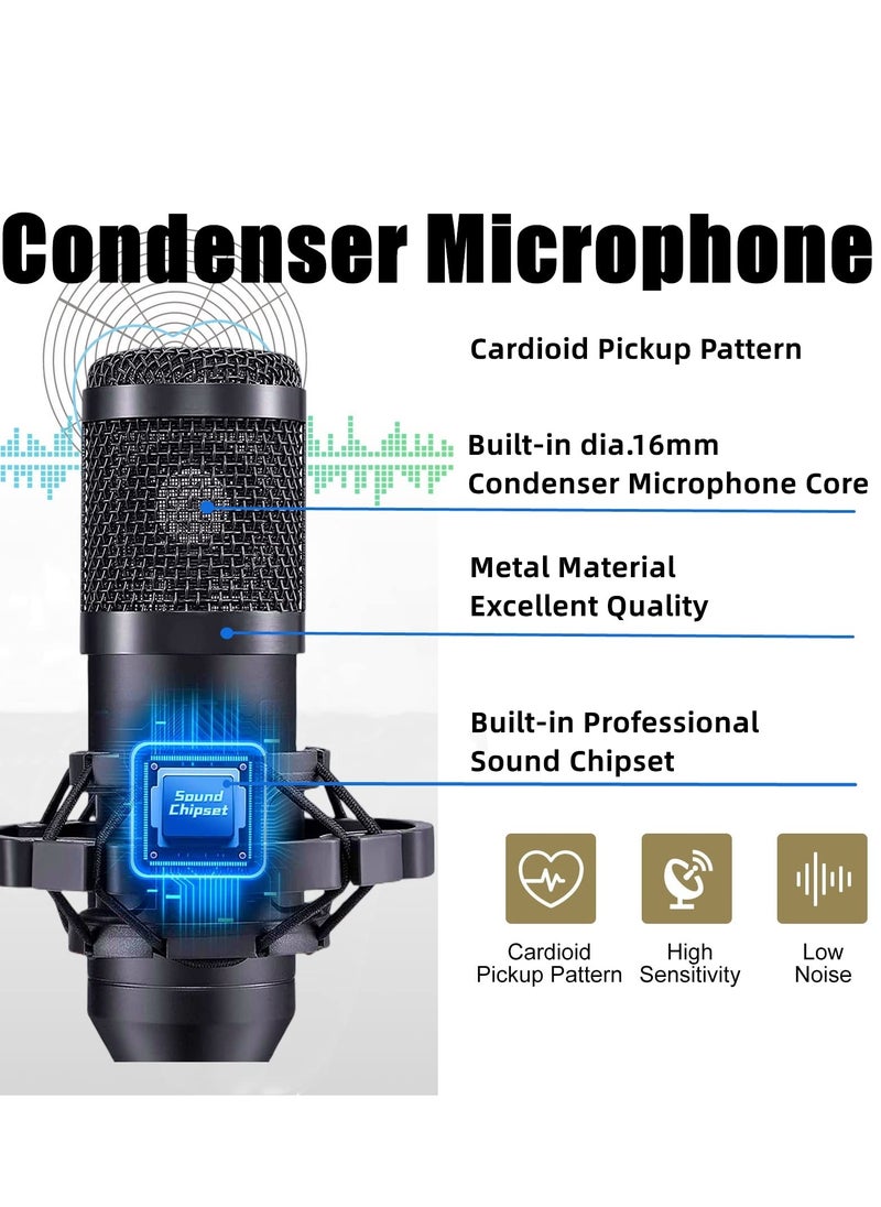 XiuWoo - Podcast Equipment Bundle with Ring Light and Phone Holder, BM-800 Podcast Microphone Bundle with V8S Voice Changer, Condenser Microphone Recording Studio Package for Podcasting Streaming Recording - Image 1