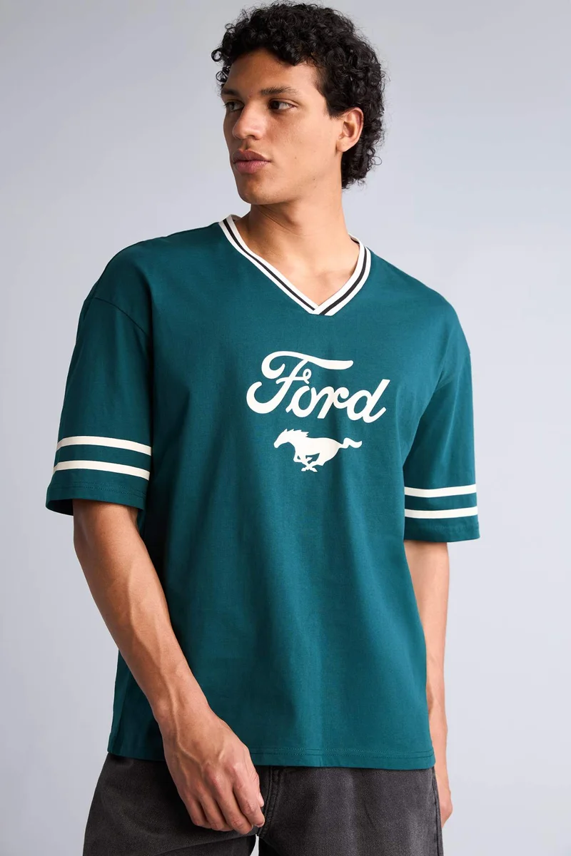 DeFacto Loose Fit Crew Neck Printed Short Sleeve T-Shirt