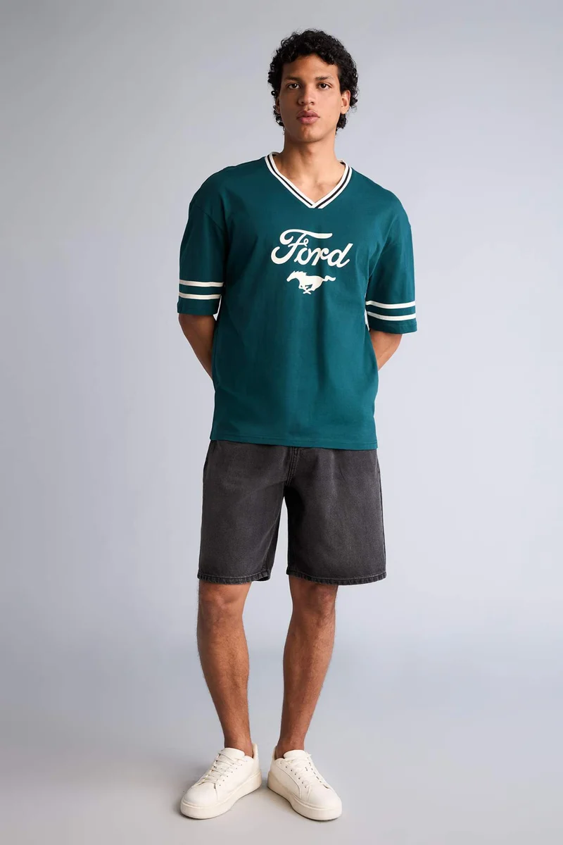 DeFacto Loose Fit Crew Neck Printed Short Sleeve T-Shirt