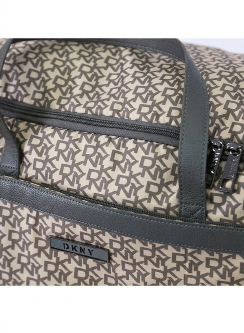 DKNY Vintage Signature Wheeled Duffle Bag – Iron/Smoke Color | One-Size Travel Duffle with Wheels & Telescopic Handle - Image 3
