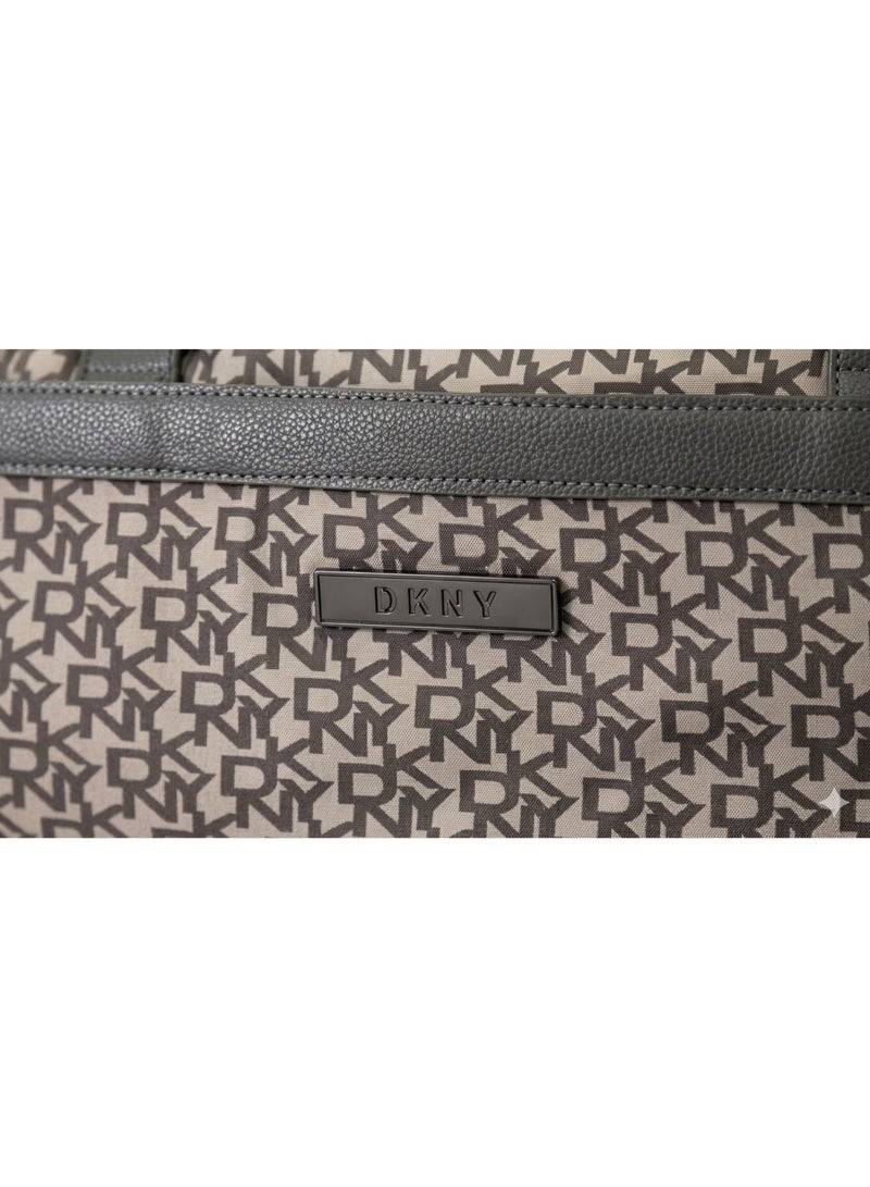 DKNY Vintage Signature Wheeled Duffle Bag – Iron/Smoke Color | One-Size Travel Duffle with Wheels & Telescopic Handle - Image 2