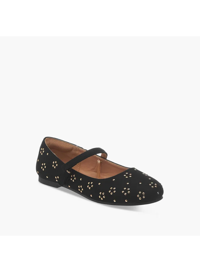 ميسي الصغيرة Girls Embellished Ballerina Shoes with Hook and Loop Closure