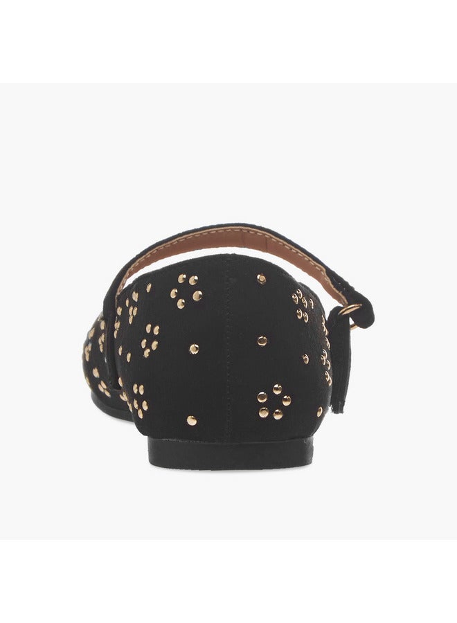 Little Missy Girls Embellished Ballerina Shoes with Hook and Loop Closure - Image 5