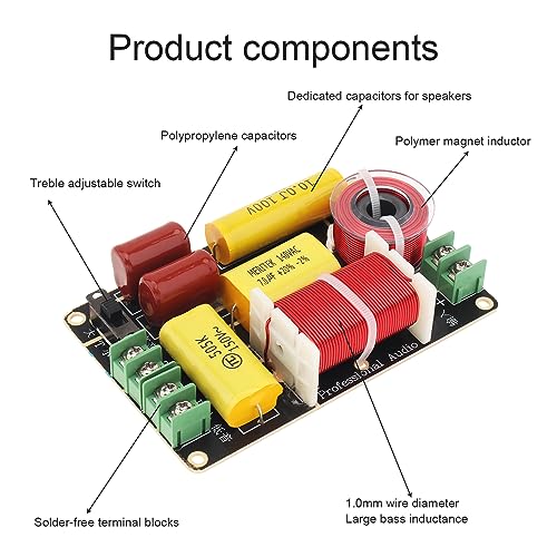 DriSentri 2 Way Crossover for Speaker, 250W 4-12 Ohm 2 Way High-Low Frequency Divider for Speaker, HiFi Speaker Crossover - Image 3