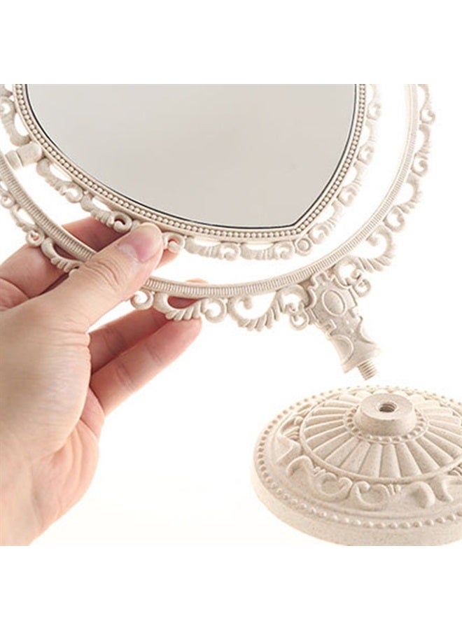 XPXKJ مرآة مكياج على شكل قلب 7" مع تكبير 3X مرآة مزدوجة الجوانب قابلة للدوران لمائدة الزينة في الحمام وغرفة النوم (على شكل قلب، بيج) - Image 5