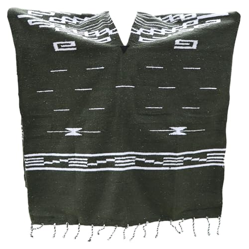 Del Mex Clint Eastwood Spaghetti Western Cowboy Poncho Costume Sweater, Handwoven Made in Mexico (Olive Green) - Image 2