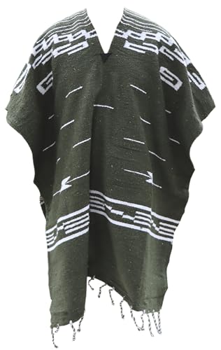 Del Mex Clint Eastwood Spaghetti Western Cowboy Poncho Costume Sweater, Handwoven Made in Mexico (Olive Green) - Image 1