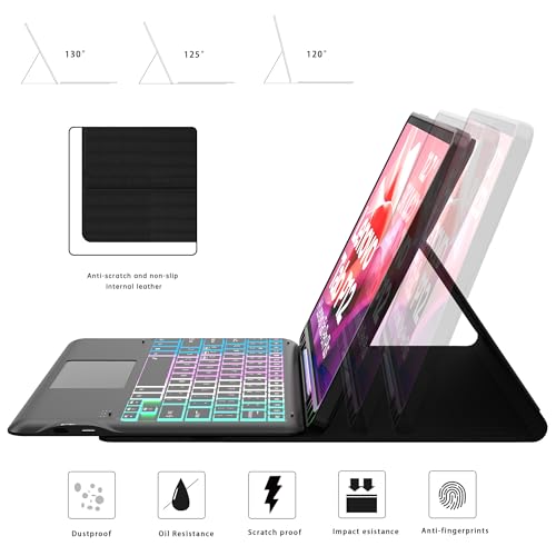 SNOODU for Lenovo Tab P12 2023 12.7 inch Keyboard Case: 3 Zone 7 Colors Backlit Trackpad Keyboard for 12.7" Lenovo Tablet P12 2023 - Detachable Smart Touchpad Wireless Keyboard Folio Cover with Pen Holder - Image 5
