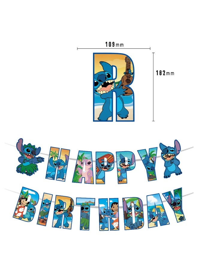 Lilo & Stitch Birthday Party Supplies, Pink Blue Stitch Birthday Party Decorations, Stitch & Lilo Cartoon Party Favors for Boys Girls Included Happy Birthday Banner, Cupcake Toppers, Balloons-38 Pcs. - Image 5
