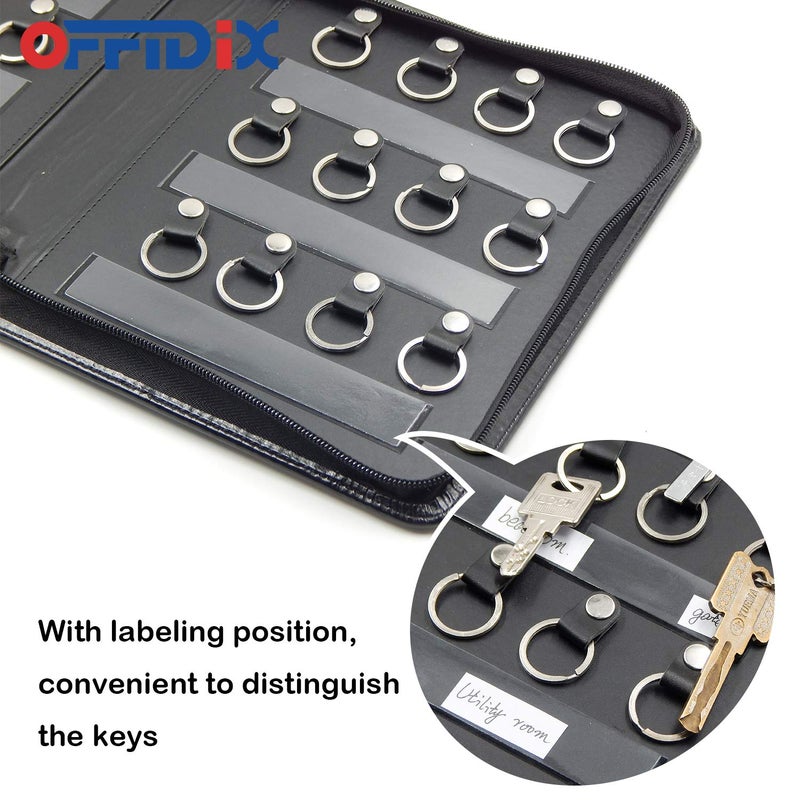 OFFIDIX Portable Zippered Key Case,Leather Portable Key Cabinet 24 Key Hooks Key Organizer,Manager & Landlord Key Holder, Business Padfolio for Real Estate Sales,Hotel Executives, Car Service - Image 5