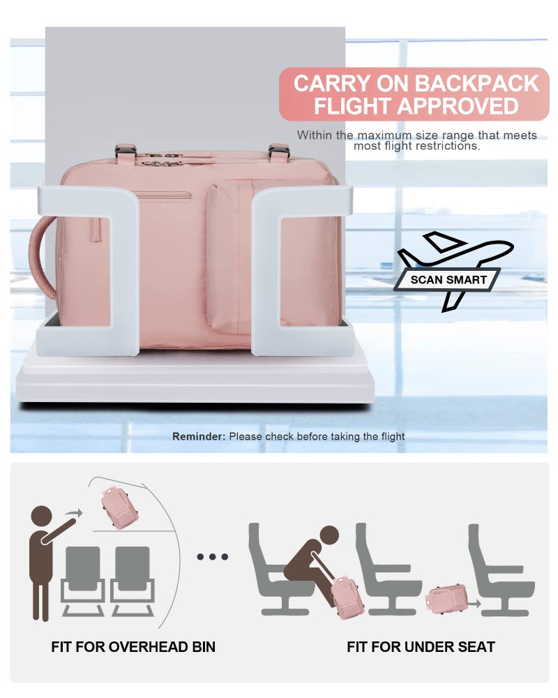 VGCUB Large Travel Backpack Bag for Women Men,Carry on Backpack,17 Inch Laptop Business Work Waterproof Backpack with Laptop Compartment,Person Item Flight Approved,Mochila de Viaje,Pink Large - Image 4