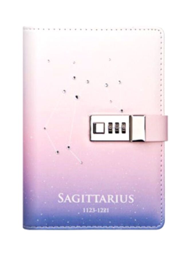 Loquat 12 Constellations Starry Lock Diary Notebook Purple/Pink/White - Image 1