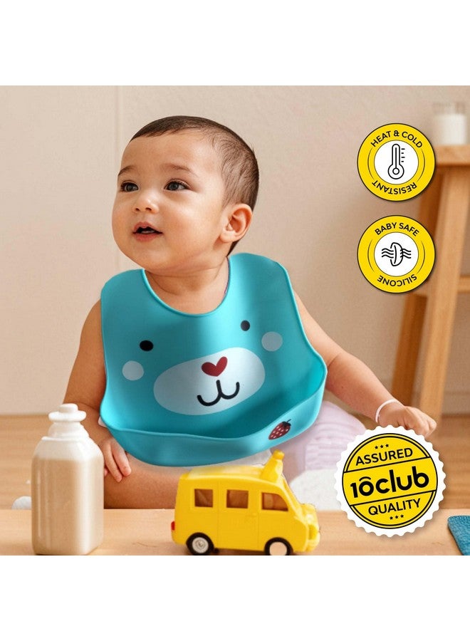 My NewBorn By 10Club Silicone Baby Bib (1 Pc) For Feeding & Weaning Babies & Toddlers, Waterproof, Washable & Reusable, Non Messy Easy Cleaning, No Bad Odour, Adjustable Neckline With Buttons - Image 2
