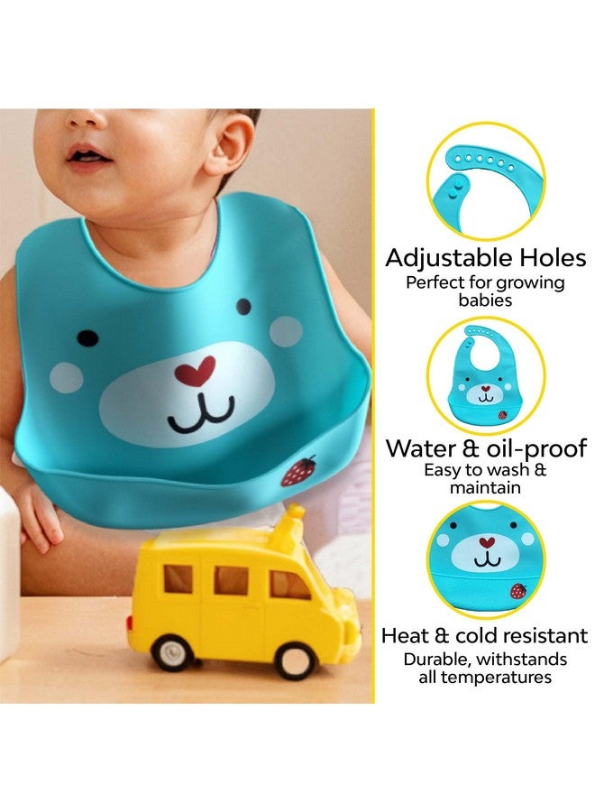My NewBorn By 10Club Silicone Baby Bib (1 Pc) For Feeding & Weaning Babies & Toddlers, Waterproof, Washable & Reusable, Non Messy Easy Cleaning, No Bad Odour, Adjustable Neckline With Buttons - Image 3