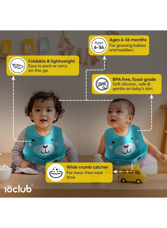 My NewBorn By 10Club Silicone Baby Bib (1 Pc) For Feeding & Weaning Babies & Toddlers, Waterproof, Washable & Reusable, Non Messy Easy Cleaning, No Bad Odour, Adjustable Neckline With Buttons - Image 4