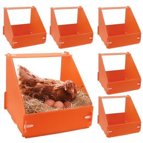 Touri 6 Pack Chicken Nesting Boxes for Laying Eggs for Hens Ducks and Poultry, Orange - Image 1
