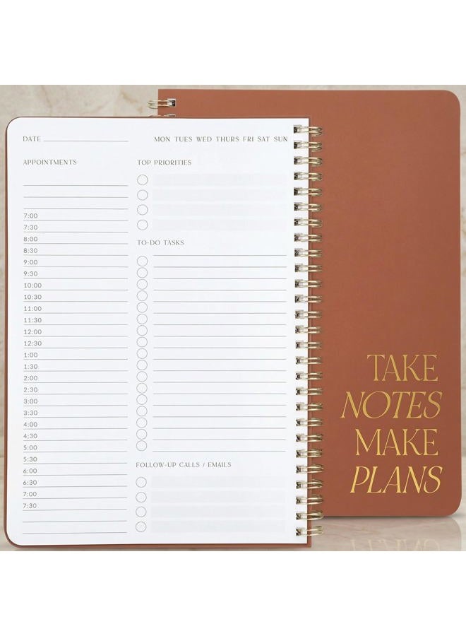 ZICOTO Beautiful Daily Planner And Notebook With Hourly Schedule - Aesthetic Spiral To do List Notepad to Easily Organize Your Work Tasks And Appointments - The Perfect Office Supplies For Women - Image 1