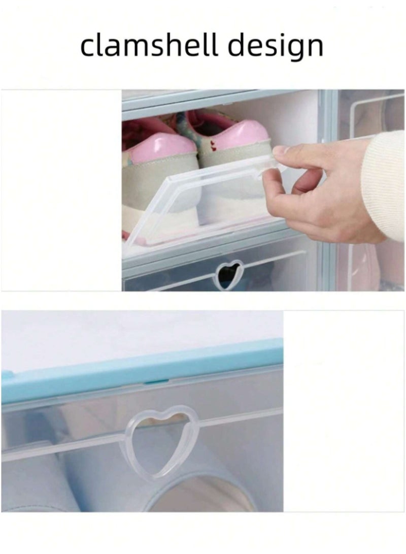 GT-Wheel 10Pcs Clear Plastic Shoe Storage Boxes Stackable Transparent Drawer Organizers for Closet Footwear Accessories & More  - Image 4