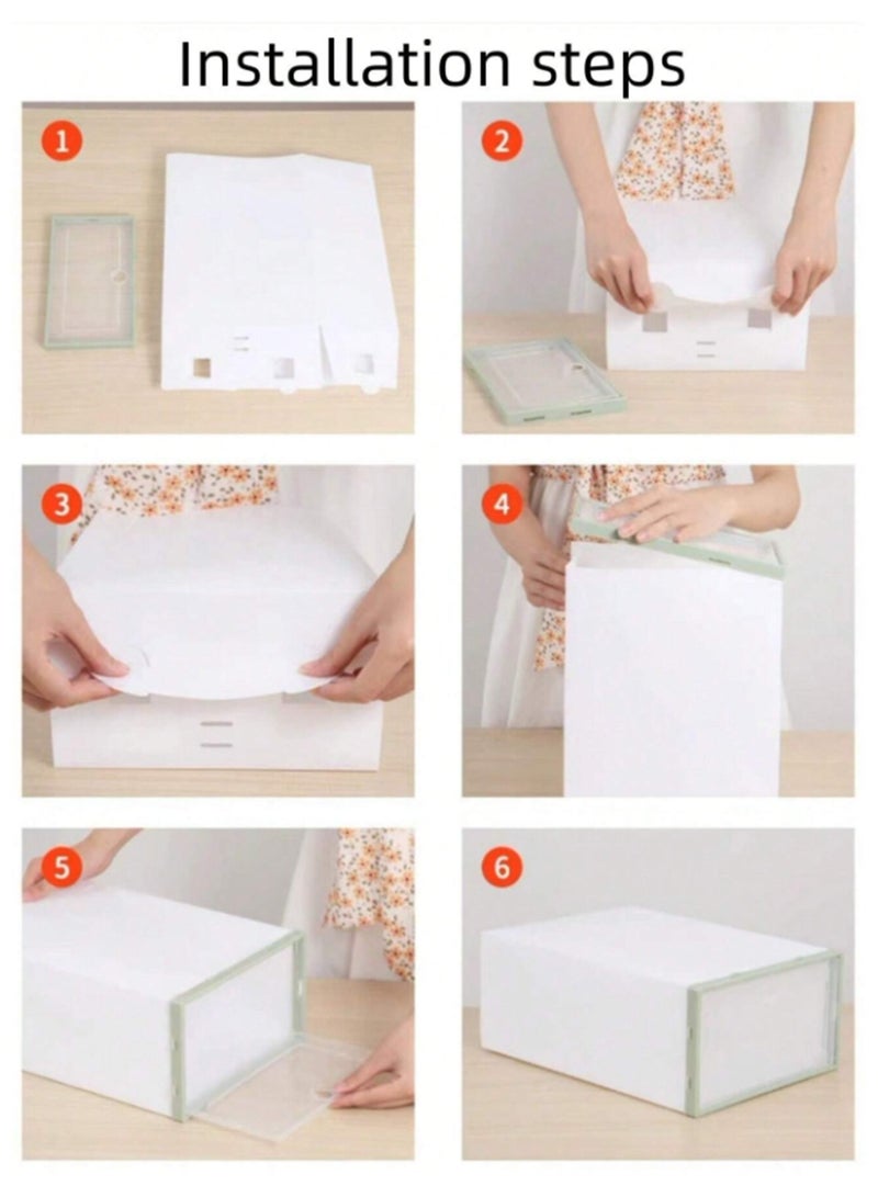 GT-Wheel 10Pcs Clear Plastic Shoe Storage Boxes Stackable Transparent Drawer Organizers for Closet Footwear Accessories & More  - Image 3