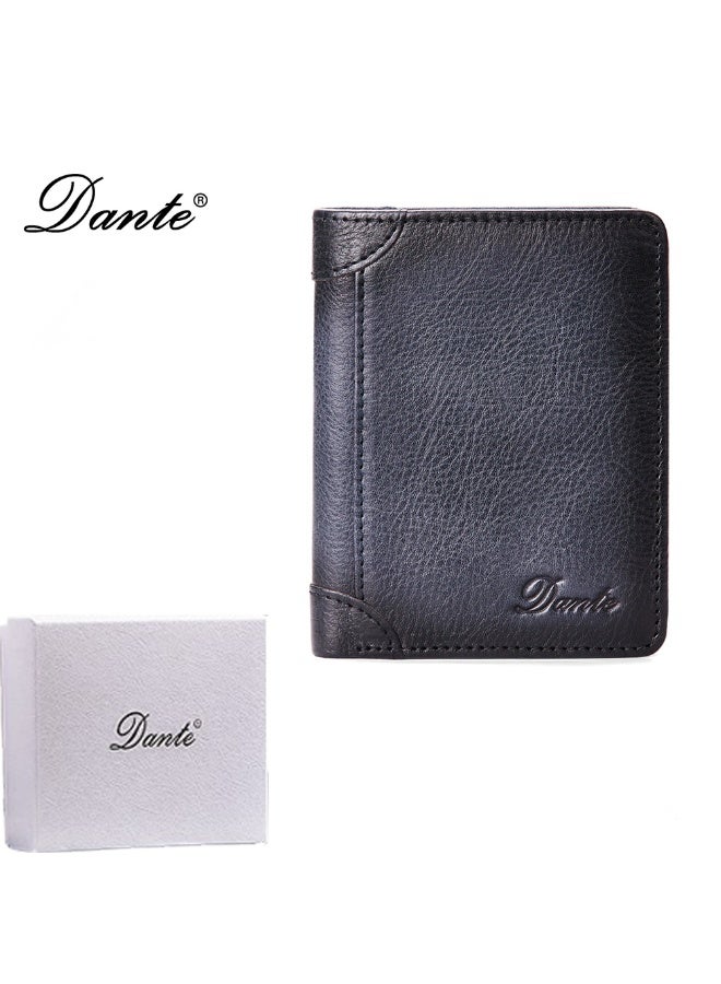 محفظة للرجال من جلد طبيعي مقاومة لسرقة RFID بتصميم عتيق وقابلة للطي على مرتين