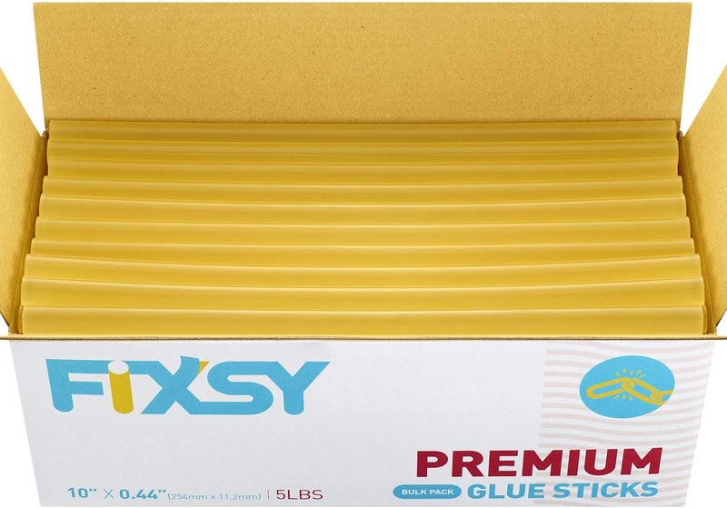 FIXSY Hot Glue Gun Sticks Premium, Full Size 10" Long x .44" Diameter 7/16 11mm, 5LB Box Glue Stick, Approx. 90 Sticks- Compatible with Most Glue Guns - Image 1