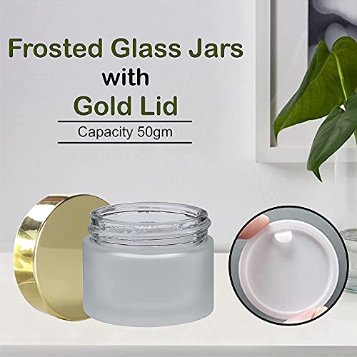 Devinez Multipurpose Frosted Glass Empty Jar/Container with Golden Cap, 50 Gms (Pack of 6), for Beauty, Cream, Blends, Skin Care, Hair Care, Travel, Toners, Cosmetic & DIY - Image 3