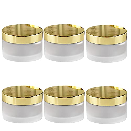 Devinez Multipurpose Frosted Glass Empty Jar/Container with Golden Cap, 50 Gms (Pack of 6), for Beauty, Cream, Blends, Skin Care, Hair Care, Travel, Toners, Cosmetic & DIY - Image 1