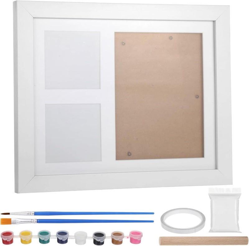 Handprint Footprint Memorial, Paw Print Clay Photo Keepsake Set, Handprint Footprint Photo Frame Kit, with Paint Set and Tools, Solid Wood Display, DIY - Image 4