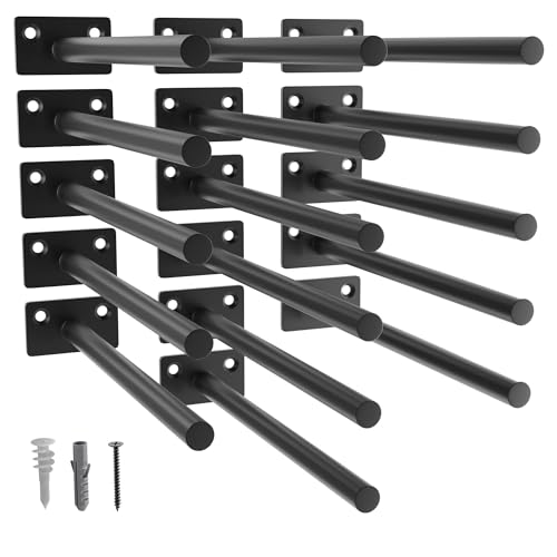 LEOPO Black 16 Pack-8 inch Floating Shelf Bracket, Hidden Brackets for Floating Wood Shelves - Image 1