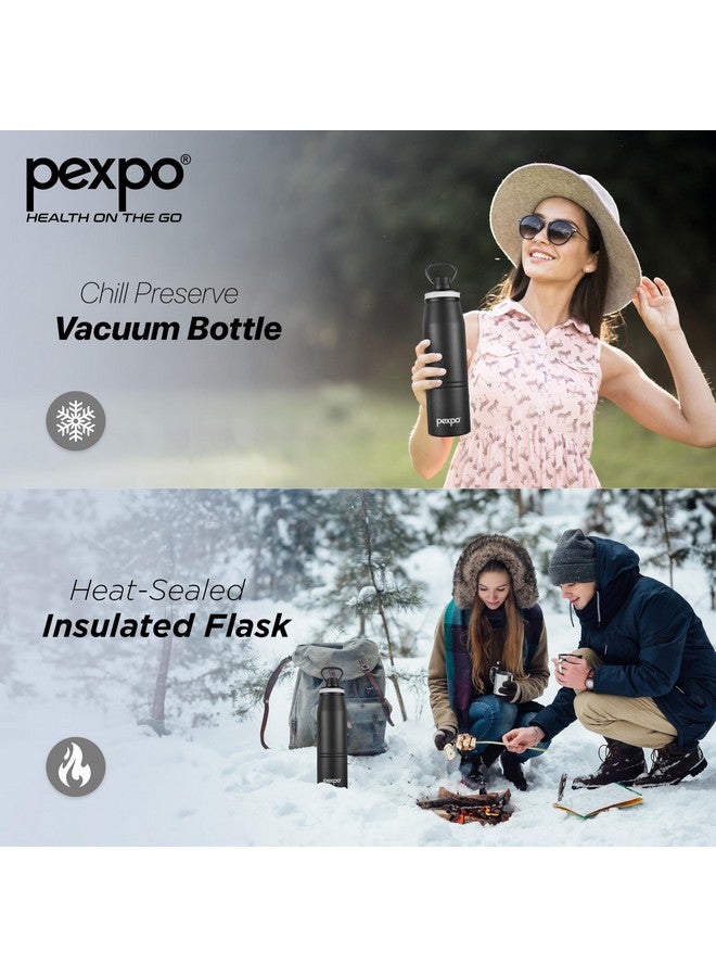 Pexpo Altros 800 Stainless Steel Hot & Cold Vacuum Insulated Flask, 740ml, Knight Black | Leak Proof | Easy to Carry Loop Handle | Sports Water Bottle | Trekking | Gym | Office | Home | Kitchen - Image 5