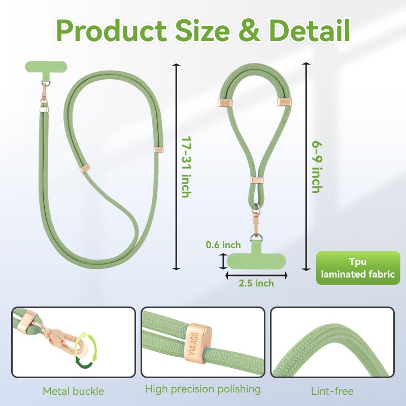 VVAAGG Cell Phone Lanyard for iPhone: Crossbody Phone Strap Adjustable Neck Wrist Strap Anti Theft Long Lanyard Travel Essential for Women Most iPhone - Image 3