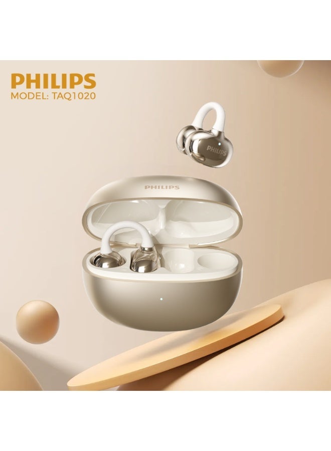 Philips TAQ1020 , Earphone,True Open Ear Headphones,True Wireless Earbuds,Long Playtime, IP54 Water and Dust Proof with  ANC,AI Call Noise Reduction,3D Surround Sound,Sterling Sound, Secure Fit and Comfort, For Sports, Work Gold - Image 2