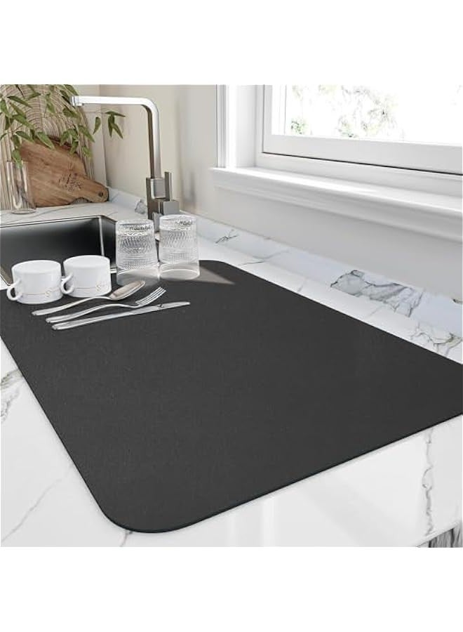TRASSLE Dish Drying Mat for Kitchen Counter, Heat Resistant Drainer Mats with Non-slip Rubber Backed, Hide Stain Kitchen Super Absorbent Draining Mat, Easy to Clean Dish Rack Pad - Image 1