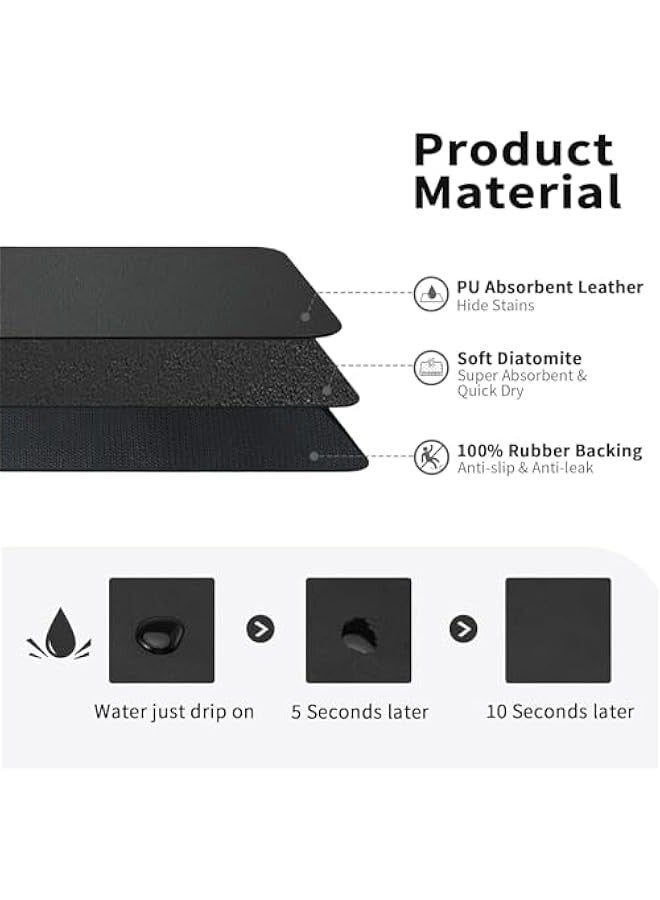 TRASSLE Dish Drying Mat for Kitchen Counter, Heat Resistant Drainer Mats with Non-slip Rubber Backed, Hide Stain Kitchen Super Absorbent Draining Mat, Easy to Clean Dish Rack Pad - Image 2