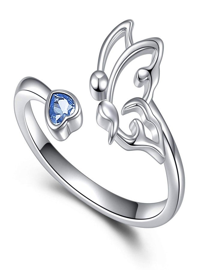 Sariel Butterfly Semicolon Ring 925 Sterling Silver Mental Health Awareness Inspired Rings Jewelry Gifts (A) - Image 1