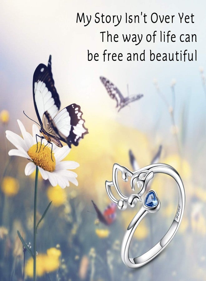 Sariel Butterfly Semicolon Ring 925 Sterling Silver Mental Health Awareness Inspired Rings Jewelry Gifts (A) - Image 5