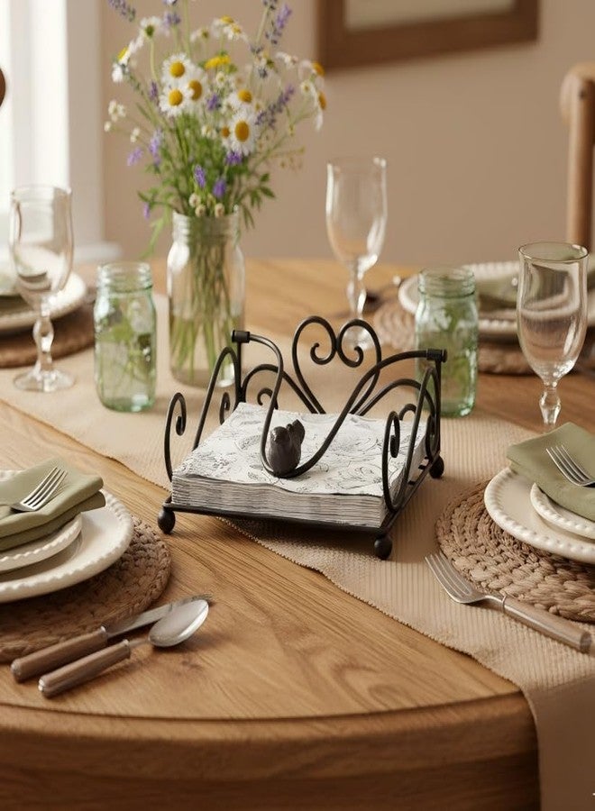 Remenna Napkin Holder-Table Napkin Holders for Paper Napkins Forged Metal Napkin Holders for Kitchen Countertops & Outdoor Tables 7"x7"x3.5" - Image 5