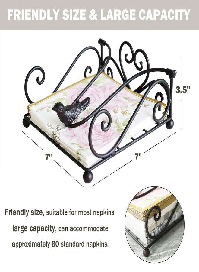 Remenna Napkin Holder-Table Napkin Holders for Paper Napkins Forged Metal Napkin Holders for Kitchen Countertops & Outdoor Tables 7"x7"x3.5" - Image 2